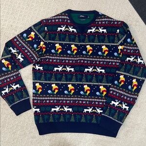 johnnie-O Festive Navy Sweater with Santa and Reindeer